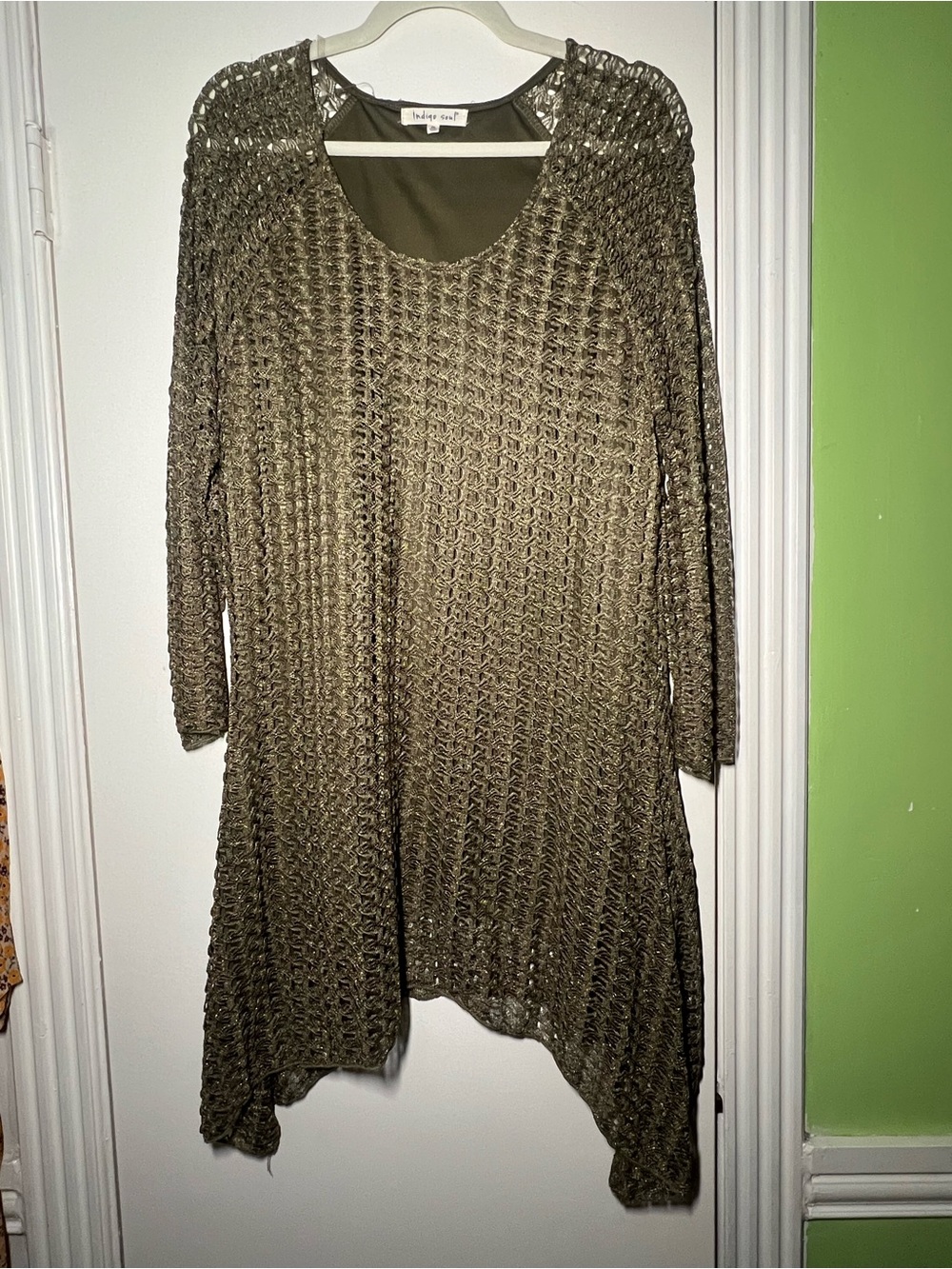 indigo soul Olive Open-Knit Asymmetrical Dress